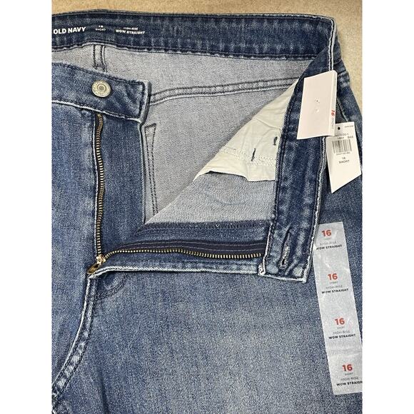 New-Old Navy Blue High-Rise Wow Straight Jeans Women’s Size 16 Short - Picture 7 of 8